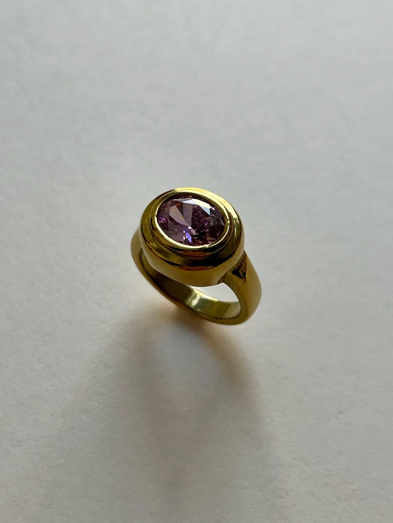 Large Oval Gemstone Ring - Pink