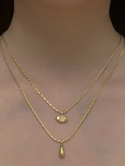 Layered Necklace With Symbolic Pendants - Eye/Teardrop