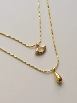 Layered Necklace With Symbolic Pendants - Eye/Teardrop