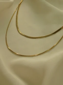 Layered Snake Chain Necklace *18K Gold-plated Stainless Steel