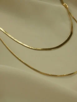 Layered Snake Chain Necklace *18K Gold-plated Stainless Steel
