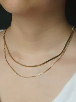 Layered Snake Chain Necklace *18K Gold-plated Stainless Steel