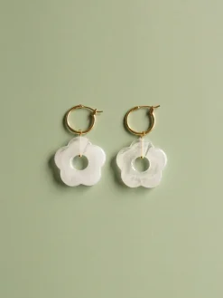 Little Flower Hoops - Marbled Oat *18K Gold-plated