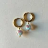 Little Hoops with Eclectic Glass Beads - Aquamarine
