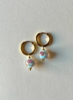 Little Hoops with Eclectic Glass Beads - Aquamarine