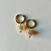 Little Hoops with Eclectic Glass Beads - Green Apple