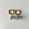 Little Hoops with Eclectic Glass Beads - China Blue