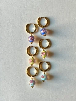 Little Hoops with Eclectic Glass Beads - China Blue