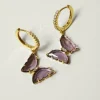 Loveday Butterfly Hoops - Purple *14k Gold-plated