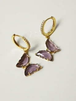 Loveday Butterfly Hoops - Purple *14k Gold-plated