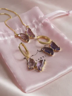 Loveday Butterfly Hoops - Purple *14k Gold-plated