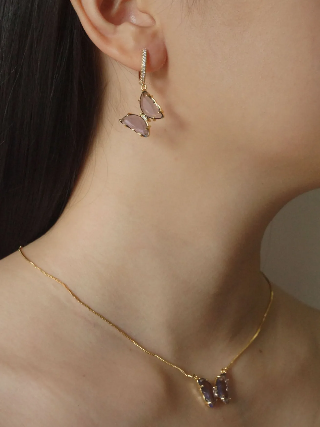 Loveday Butterfly Hoops - Purple *14k Gold-plated