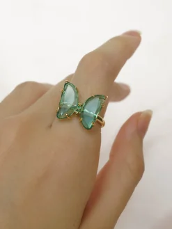 LOVEDAY Butterfly Ring - Seafoam Green *Gold-plated