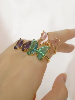 LOVEDAY Butterfly Ring - Seafoam Green *Gold-plated