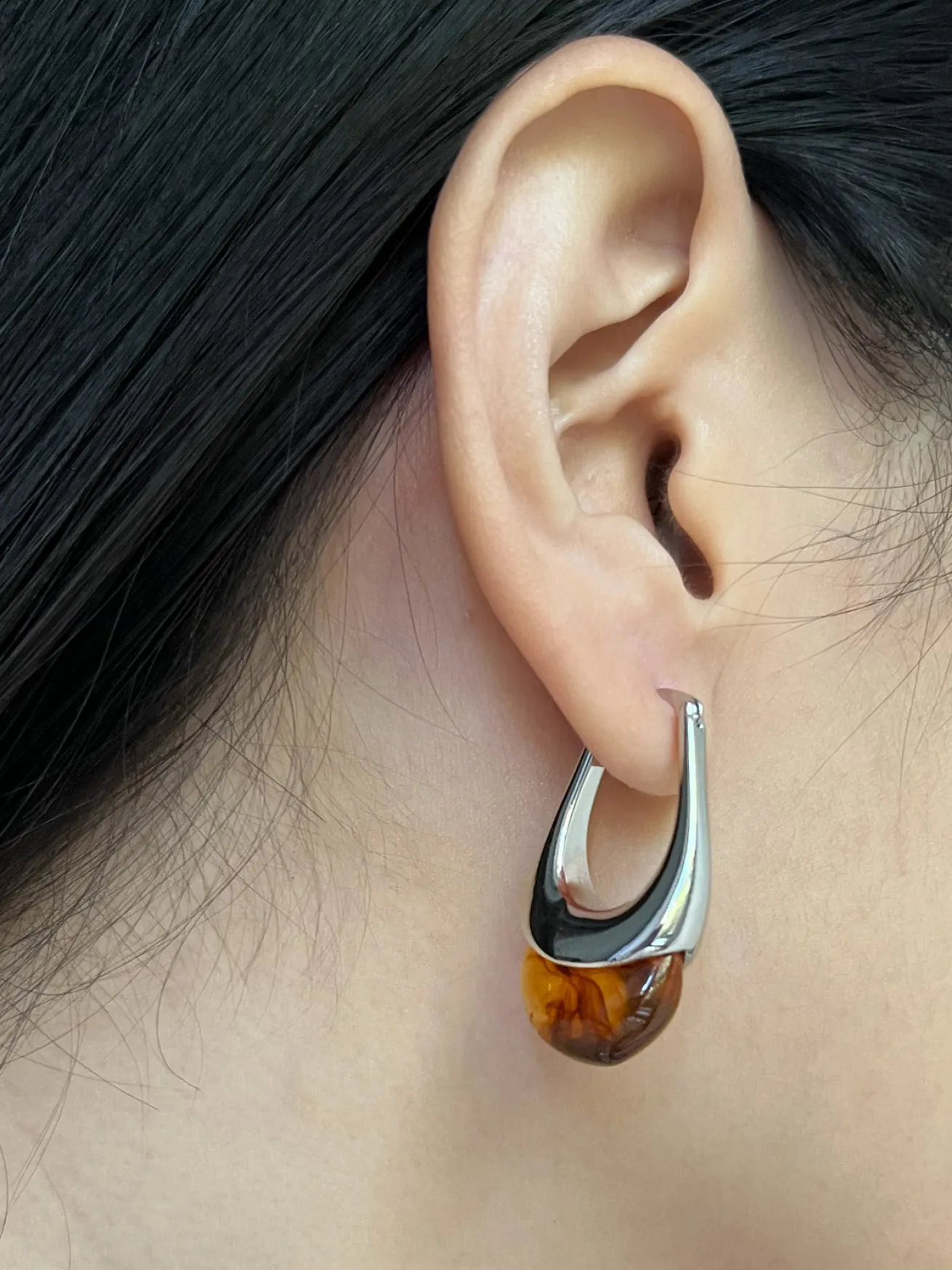 Lucid Dreams Hoops - Silver/Brown