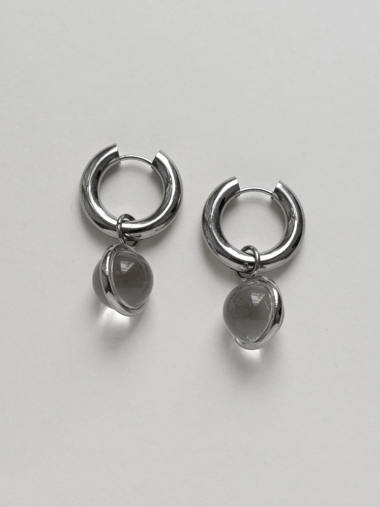 Lucite Globule Hoops - Silver
