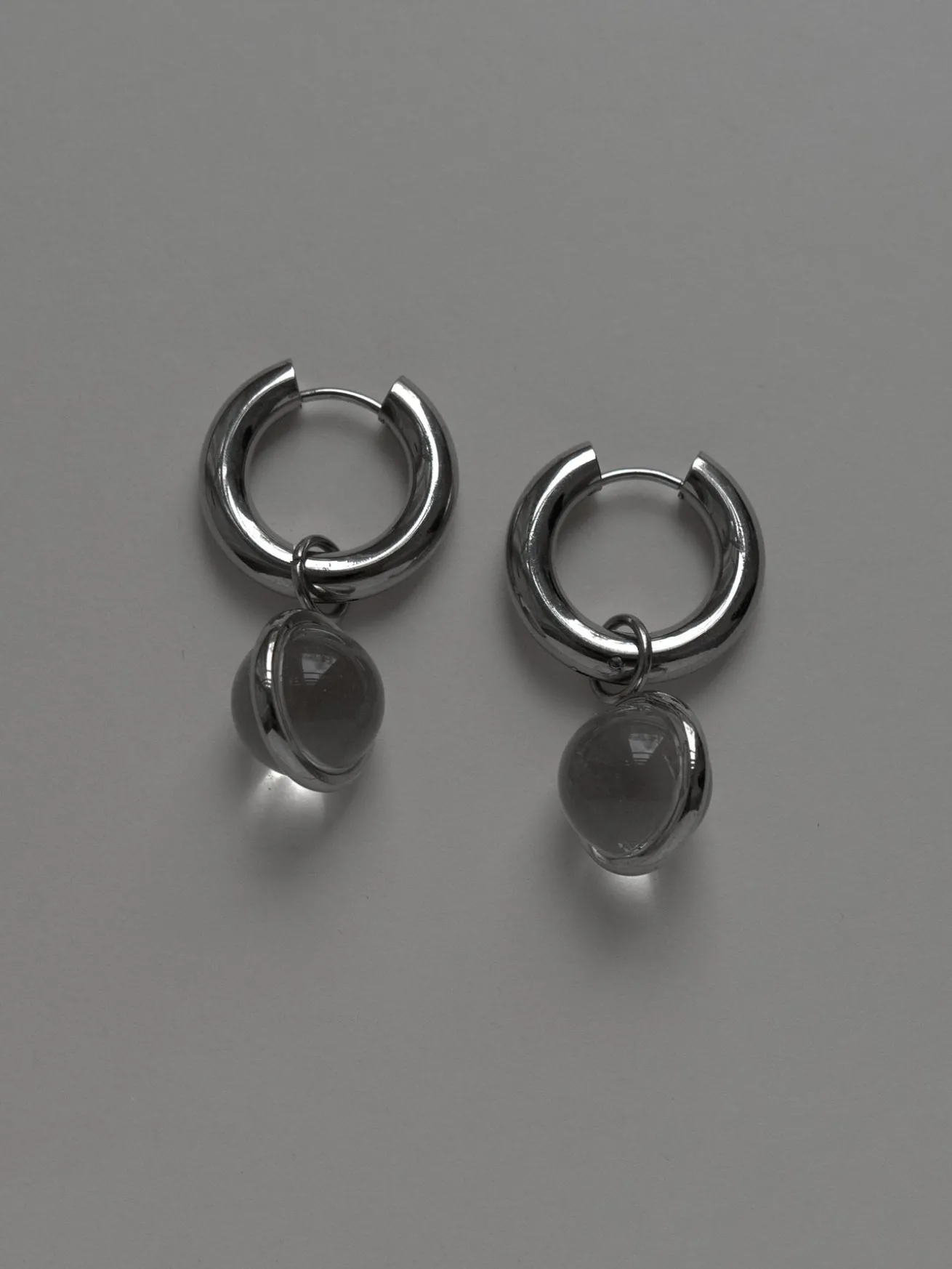 Lucite Globule Hoops - Silver