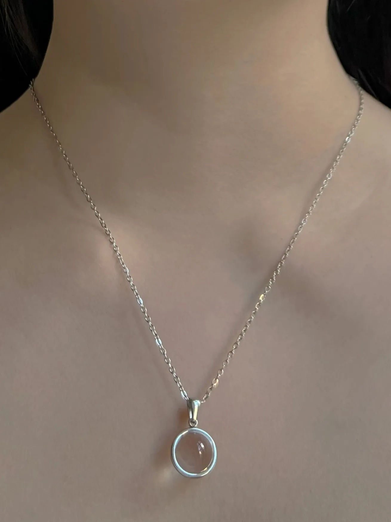 Lucite Globule Necklace - Silver