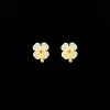 Lucky Clover Jade Earstuds - White