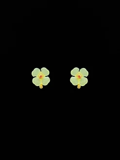 Lucky Clover Jade Earstuds - Light Green