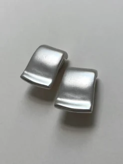 Matte Silver Rectangular Clip-Ons (Vintage)