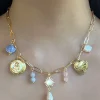 Mermaid Charm Necklace - Gold Lockets, Seashells & Stone Crystals