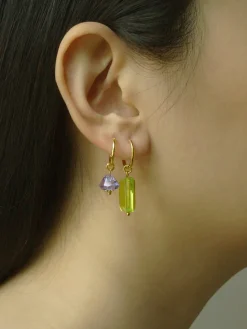 Mismatched Colour Glass Crystal Hoops