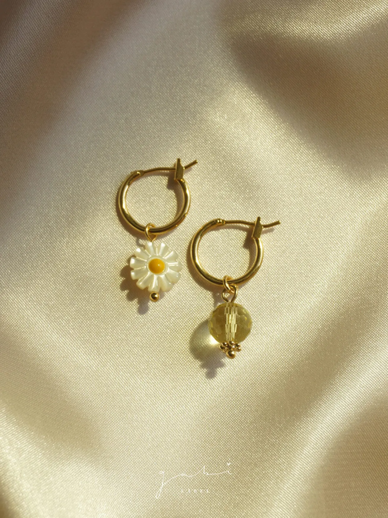 Mismatched Petite Daisy Hoops