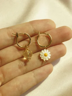 Mismatched Petite Daisy Hoops