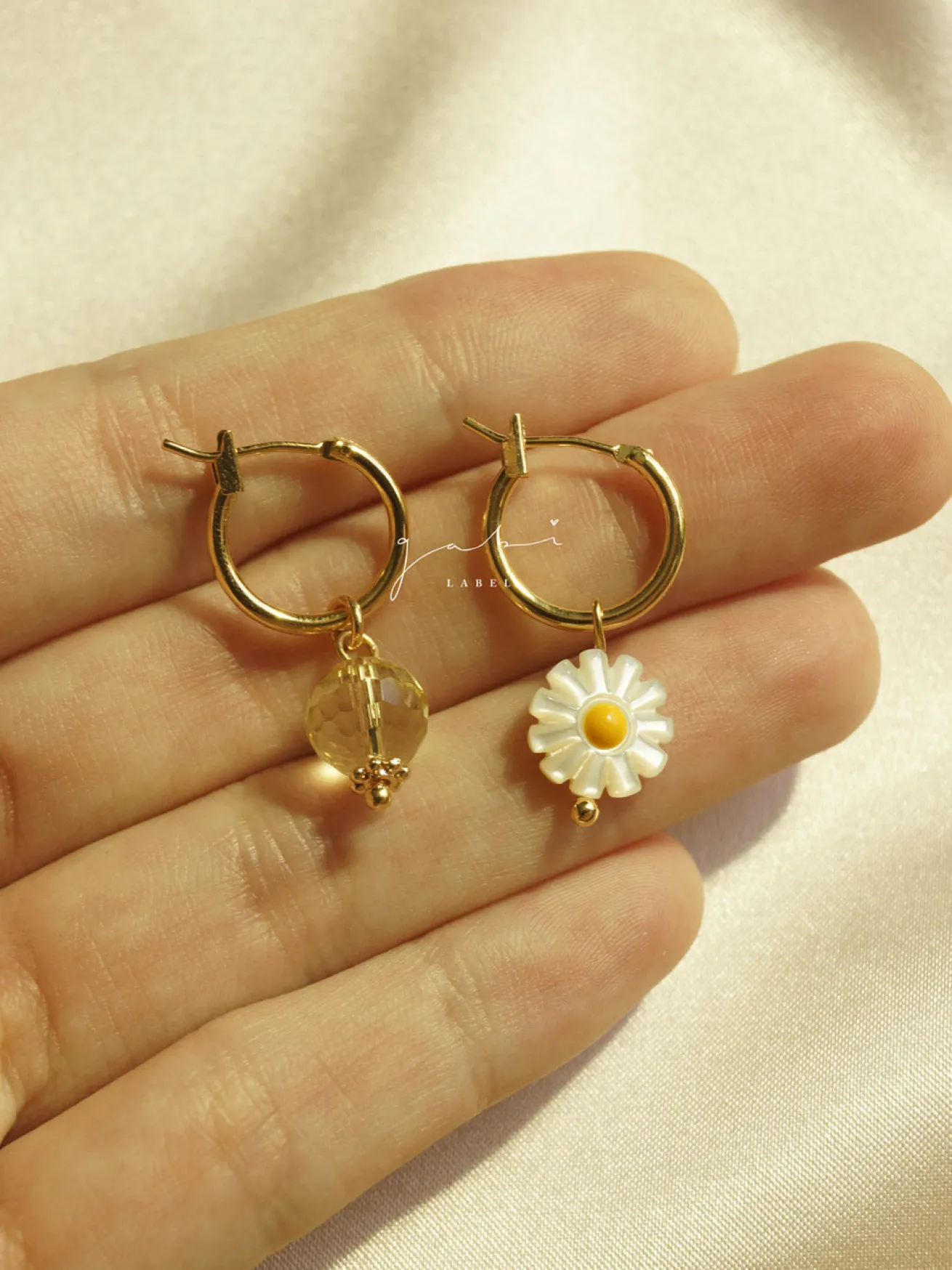 Mismatched Petite Daisy Hoops