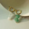 Mismatched Stone Hoop Earrings - Aventurine