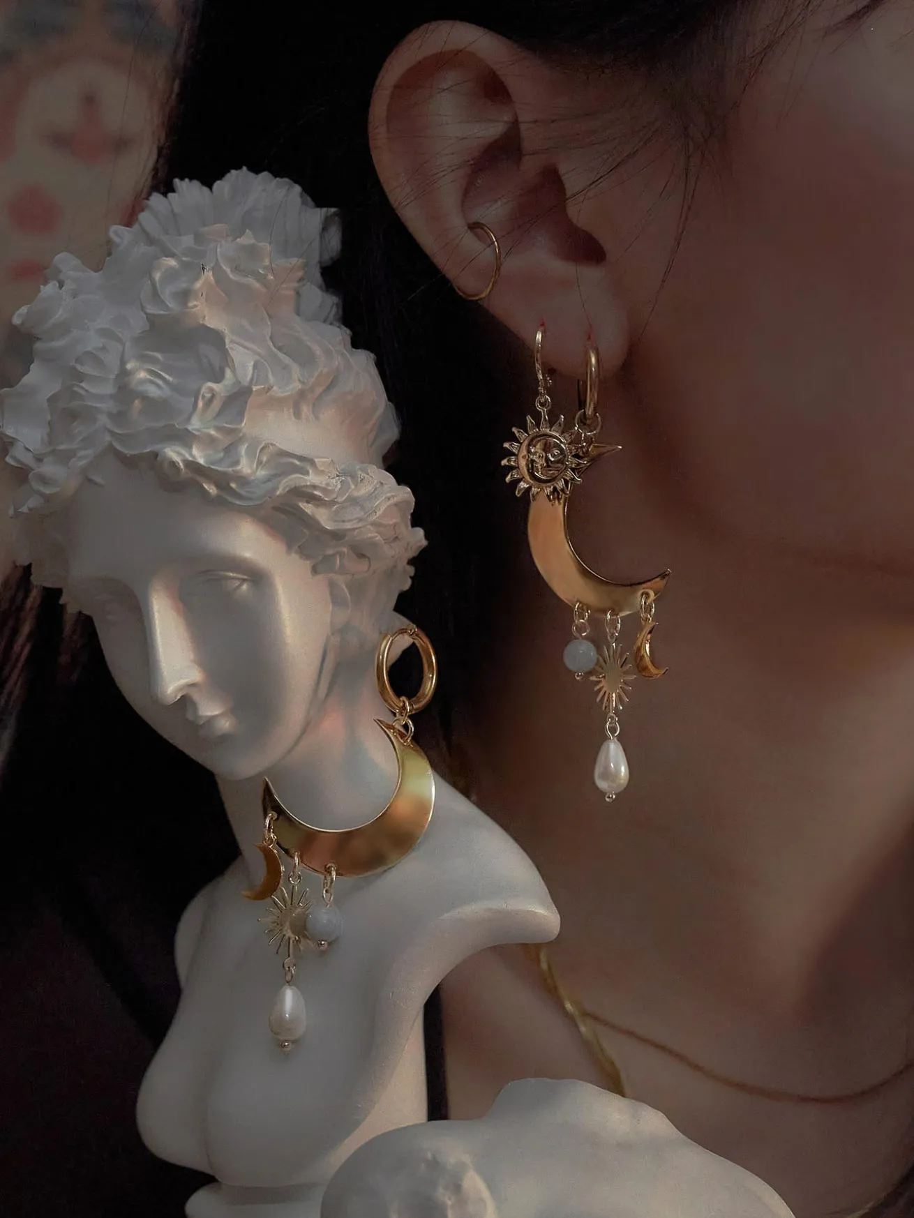 Modern Mystic Crescent Moon Hoop Earrings