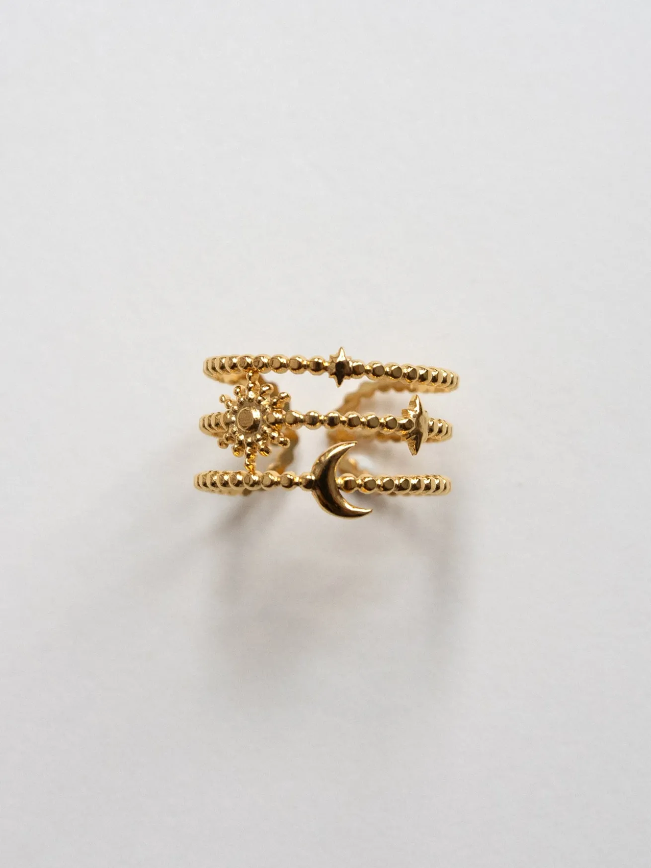 Moon And Stars Twist Ring