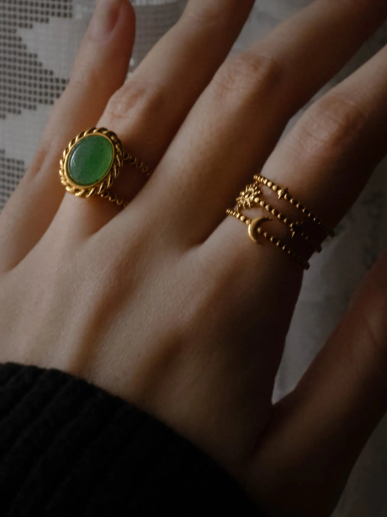 Moon And Stars Twist Ring