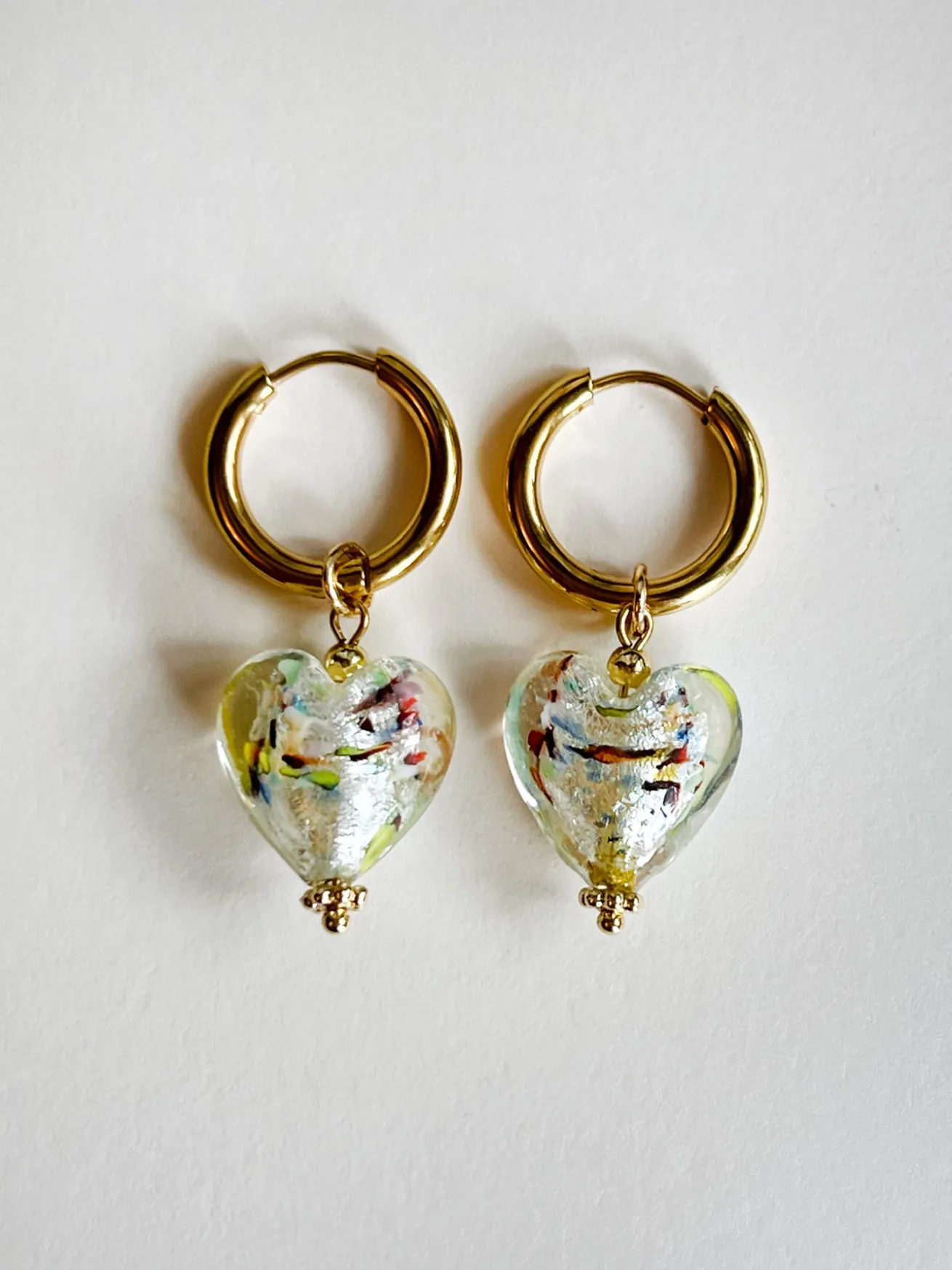 Mosaic Glass Heart Hoops