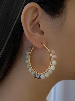 Natural Stone Hoops Maxi - Multi-colour