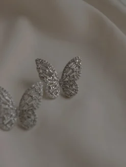OAHU Butterfly Earrings - Silver *Platinum-plated S925 Earposts