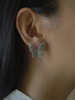 OAHU Butterfly Earrings - Silver *Platinum-plated S925 Earposts