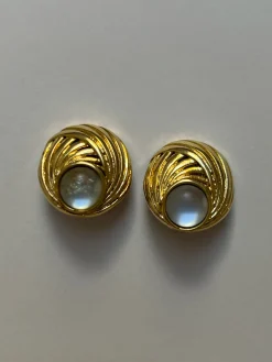 Opal Eye Gold Clip-Ons (Vintage)