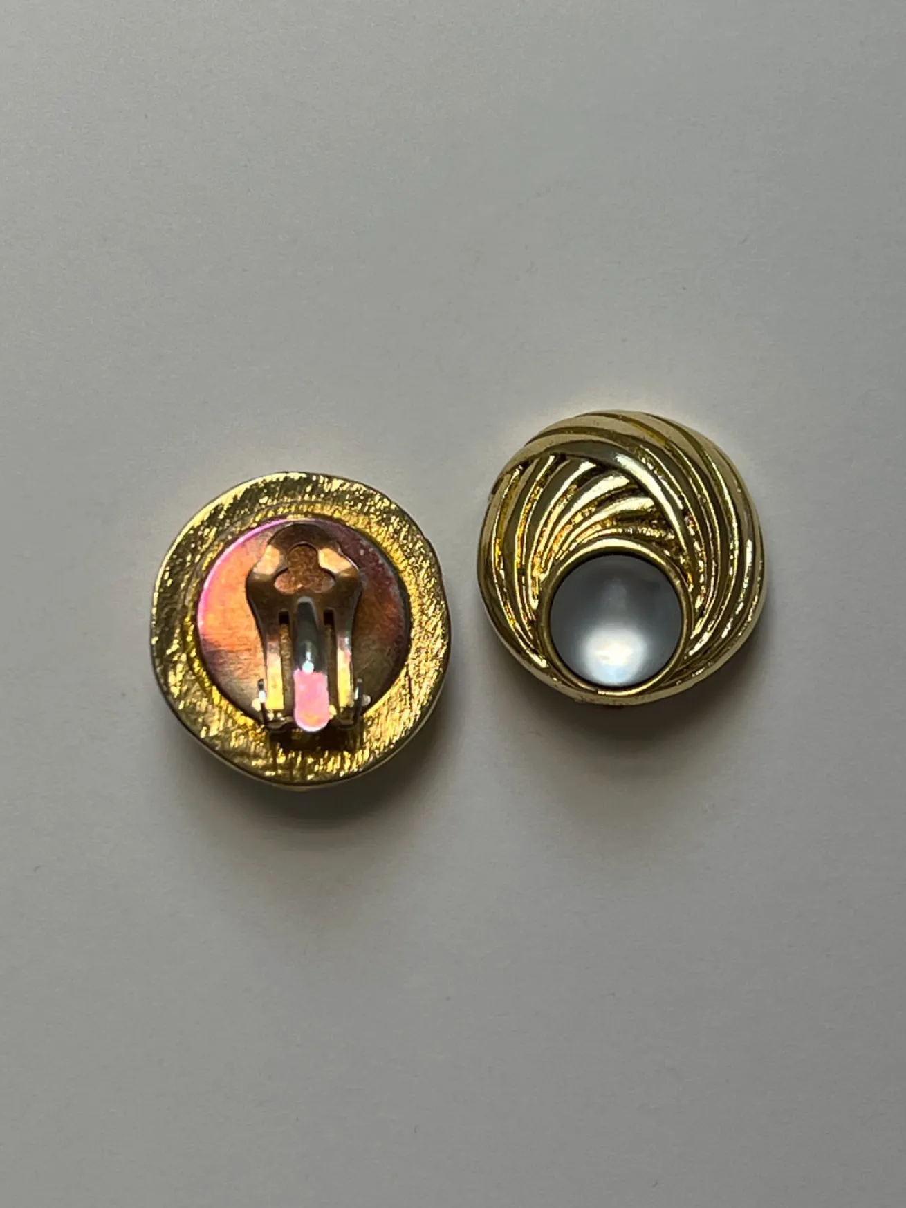 Opal Eye Gold Clip-Ons (Vintage)