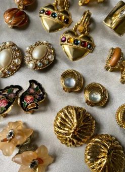 Opal Eye Gold Clip-Ons (Vintage)