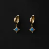 Opal Pendant Huggies - Cerulean Blue