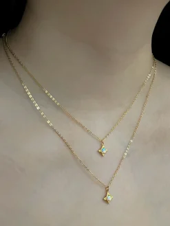 Opal Pendant Necklace - Alabaster Cream, Stainless Steel