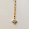 Opal Pendant Necklace - Periwinkle Blue, Stainless Steel