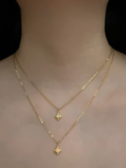 Opal Pendant Necklace - Periwinkle Blue, Stainless Steel