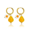 Orange Pear Hoops with Eggy Flowers