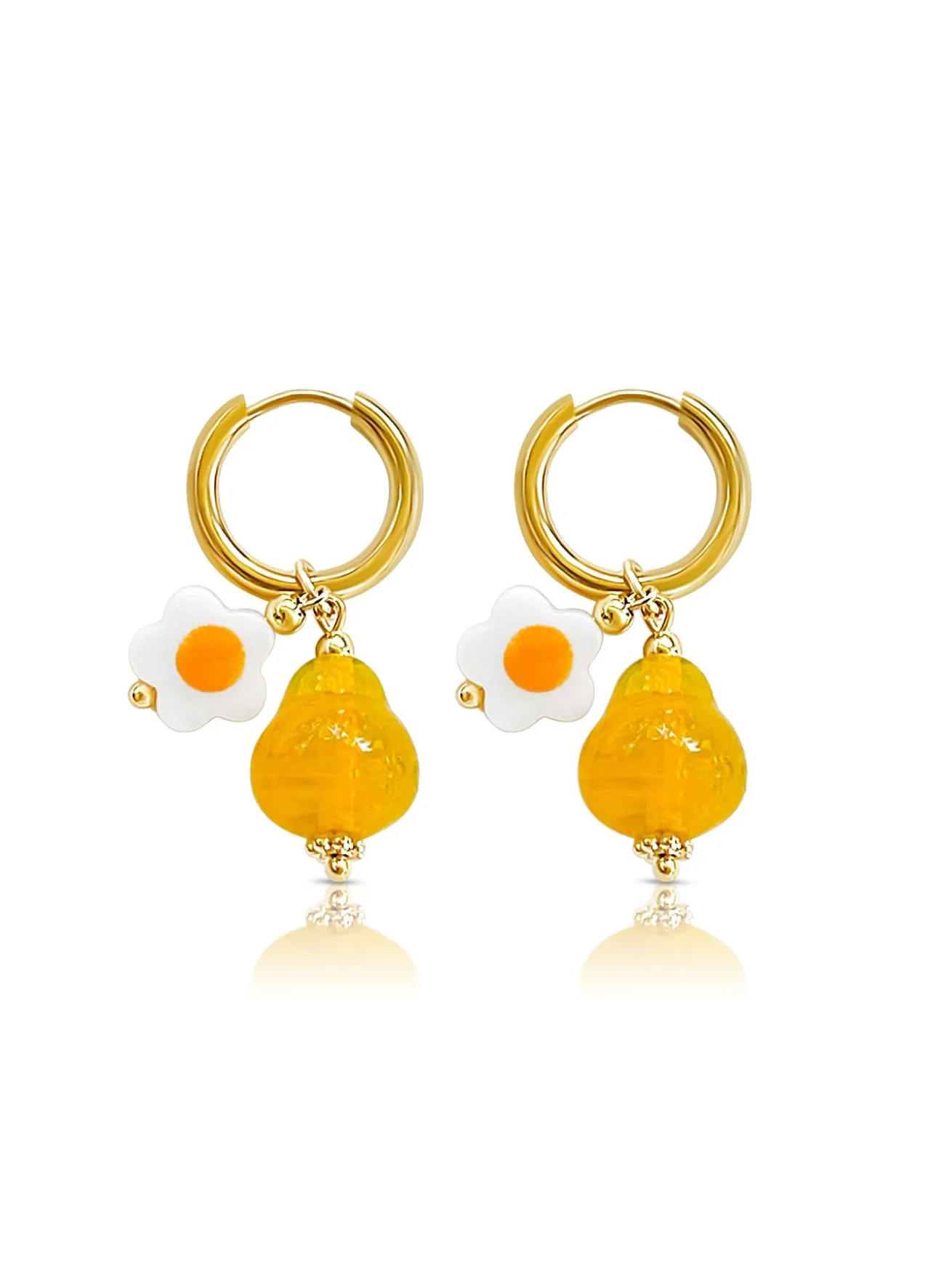 Orange Pear Hoops with Eggy Flowers