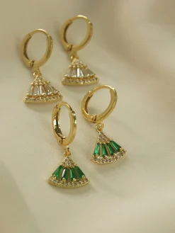 Origami Earrings - Green *18K Gold-plated
