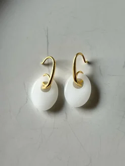 Oval Jade Pendant Earrings