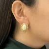 Oval Pearl and Gemstones Clip-Ons (Vintage)